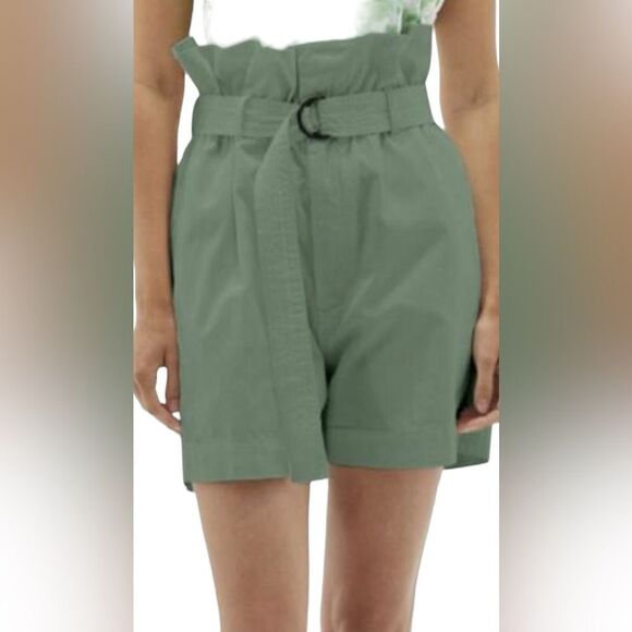Bassike Canvas Belted Paper Bag Shorts NWT Size Small